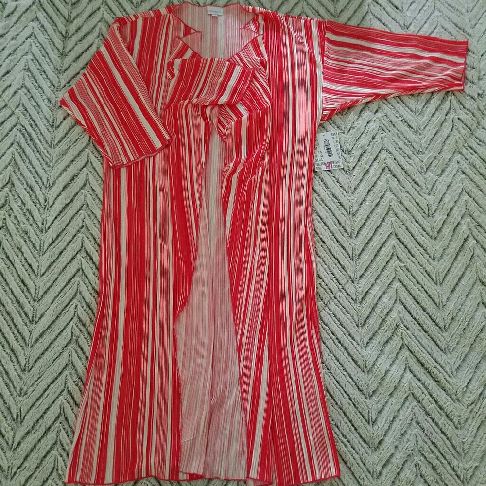 Lularoe Shirley Red and White Striped